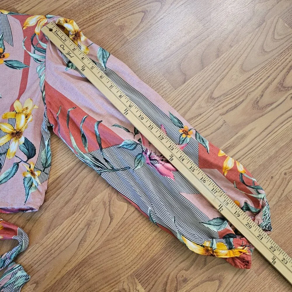 NWT Elegance’s Floral 2PC Matching Set Wrap Top Wide Leg Pants M “Patis”